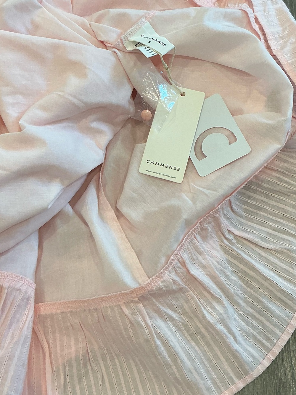 ๐ธ Commense Ruffle Hem Midi Dress Pale Pink Sundress Small ๐ธ - Picture 8 of 8